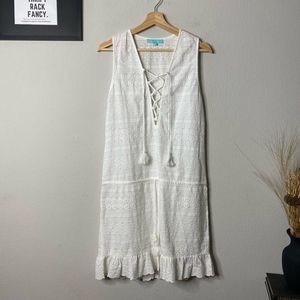 Melissa Odabash Dress White Lace Up Coverup w Tassel Details Size S